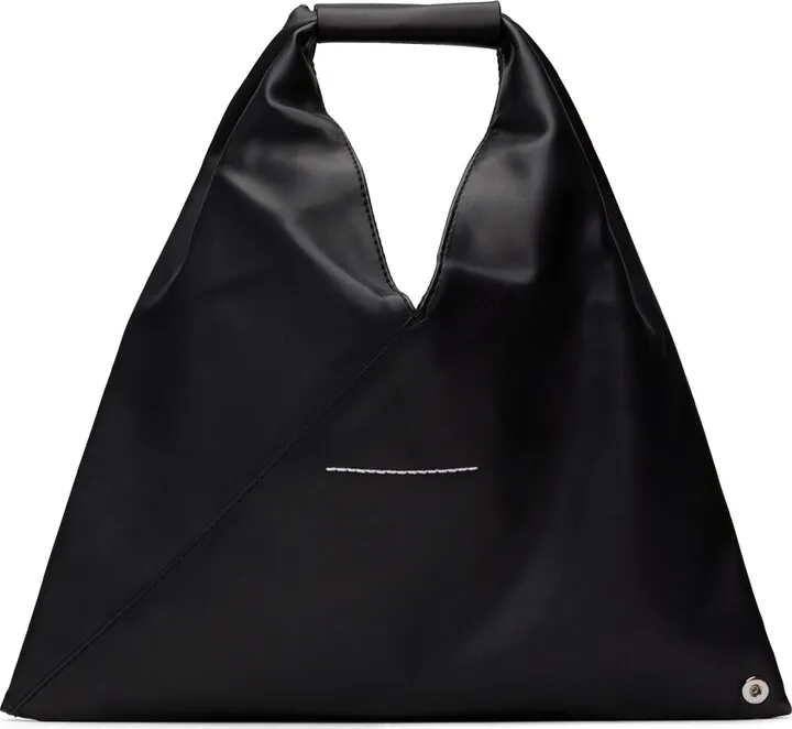MM6 Maison Margiela Black Faux-Leather Mini Triangle Tote