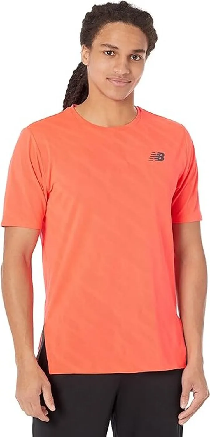 New Balance Q Speed Jacquard Short Sleeve (Electric Red) Men's Clothing
