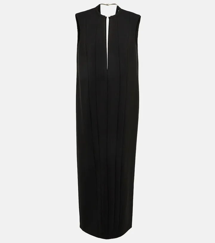 Pleated wool maxi dress