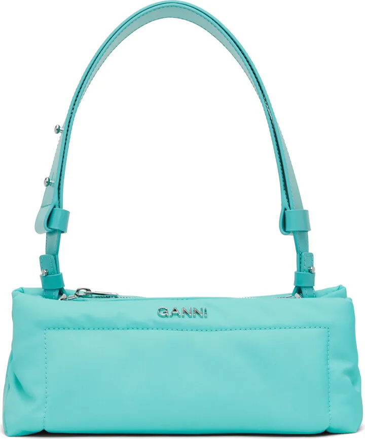 GANNI Blue Mini Pillow Baguette Bag