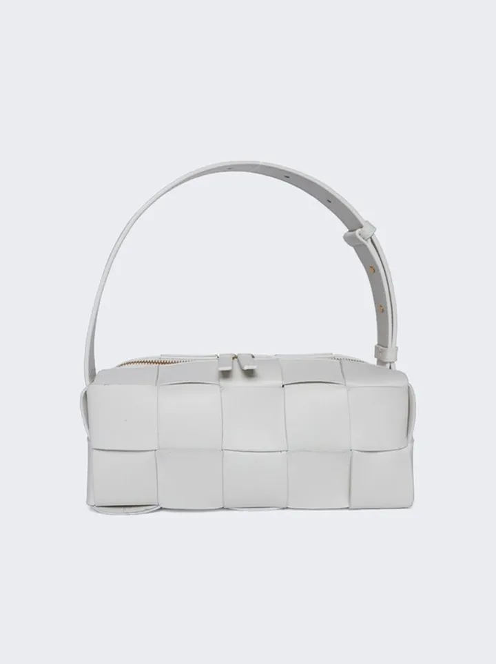 Intreccio Cassette Shoulder Bag White and Gold
