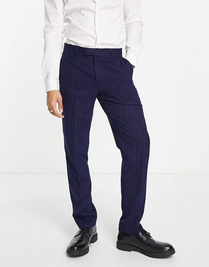 Harry Brown pinstripe slim fit suit pants in navy