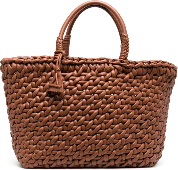 Interwoven-Design Leather Tote Bag