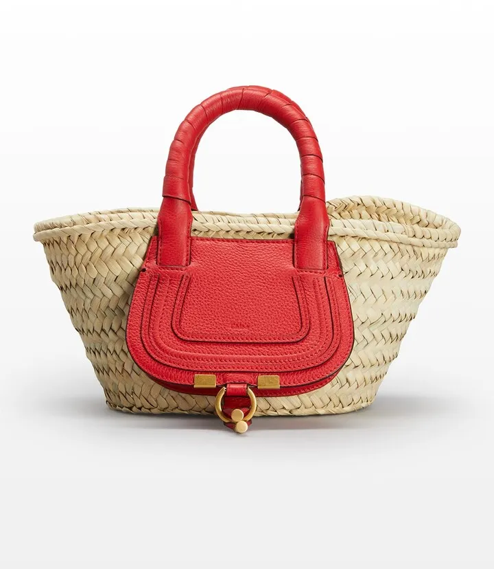 Marcie Small Raffia Top-Handle Tote Bag