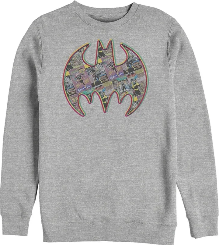 Men's Batman Shield Logo Comic Panel Sweatshirt - Athletic Heather - Medium