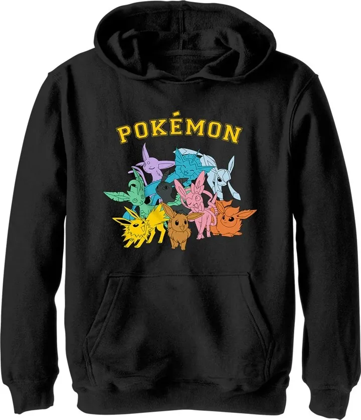 Boy's Pokemon Eeveelutions Pull Over Hoodie - Black - Large