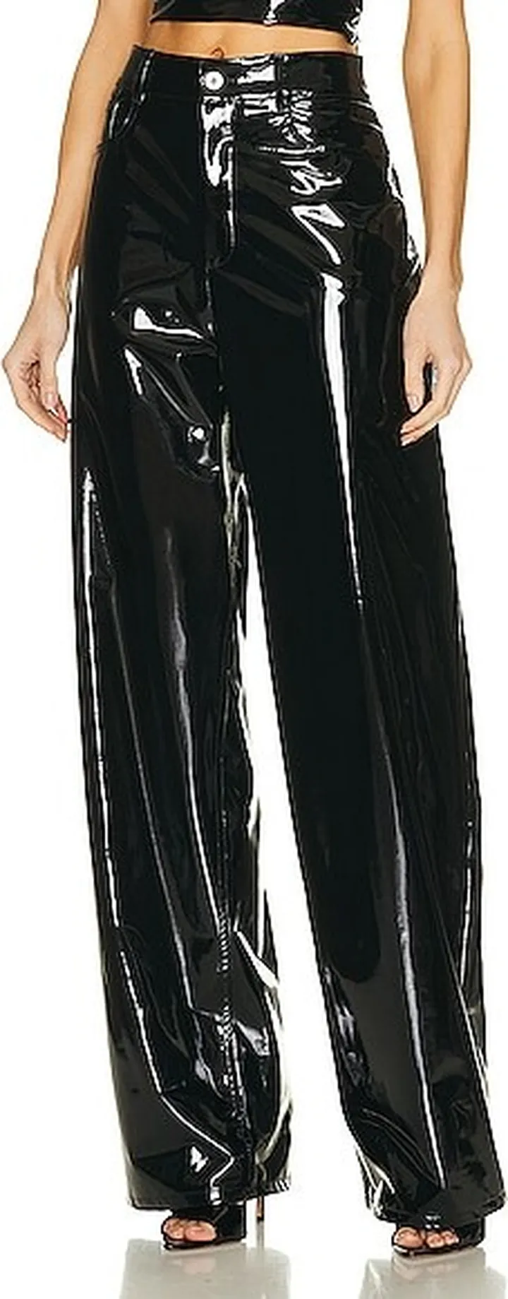 Lapointe Faux Patent Leather Slouchy Pant in Black