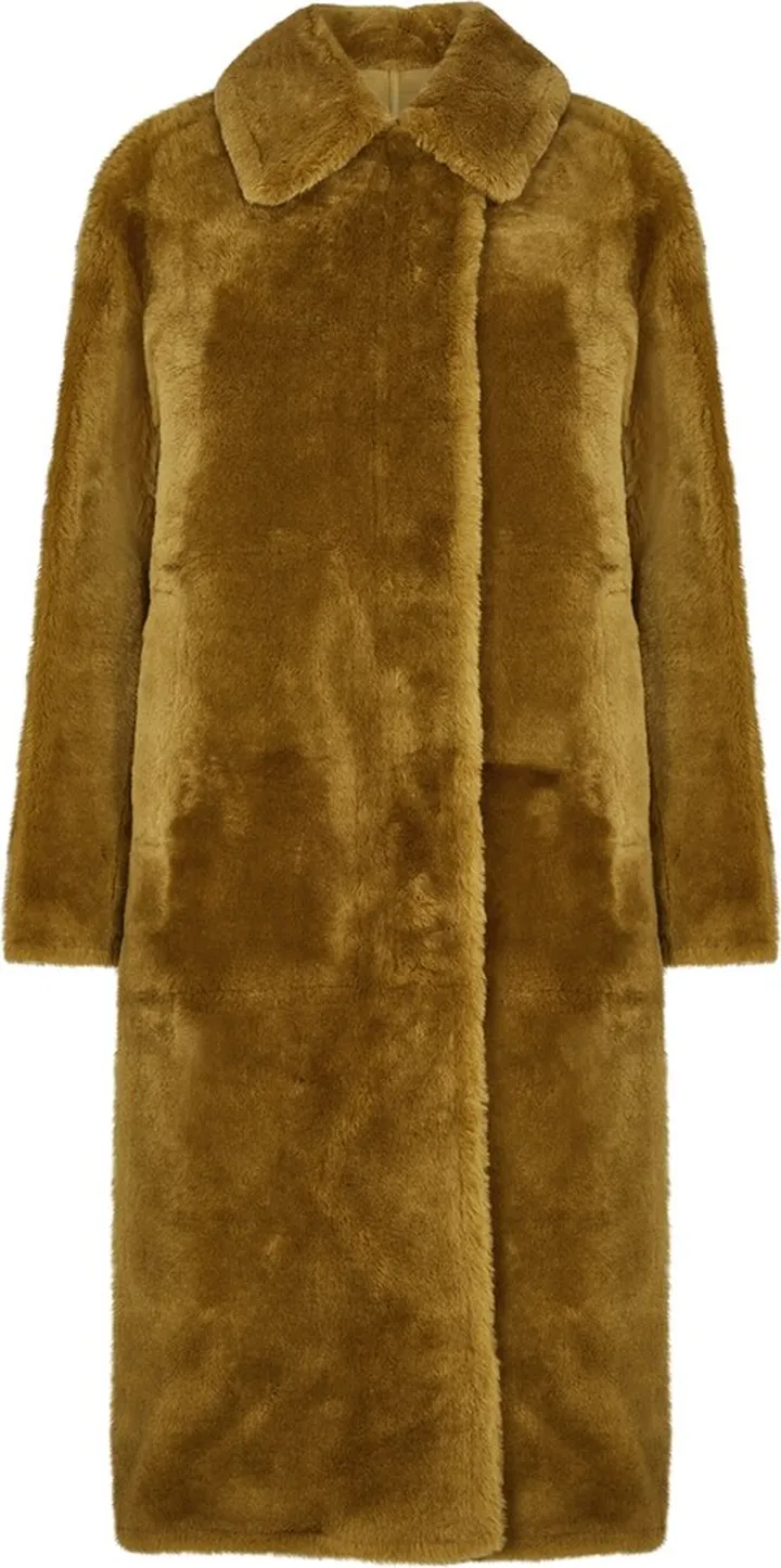 Yves Salomon Brown Longline Shearling Coat