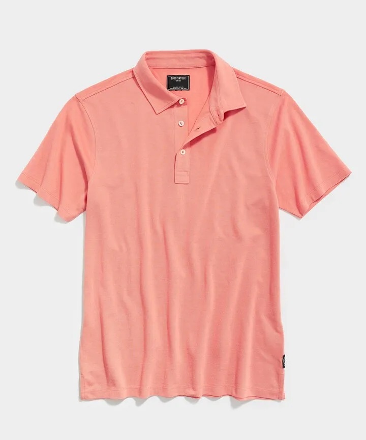 Fine Pique Polo in Orange Bluff