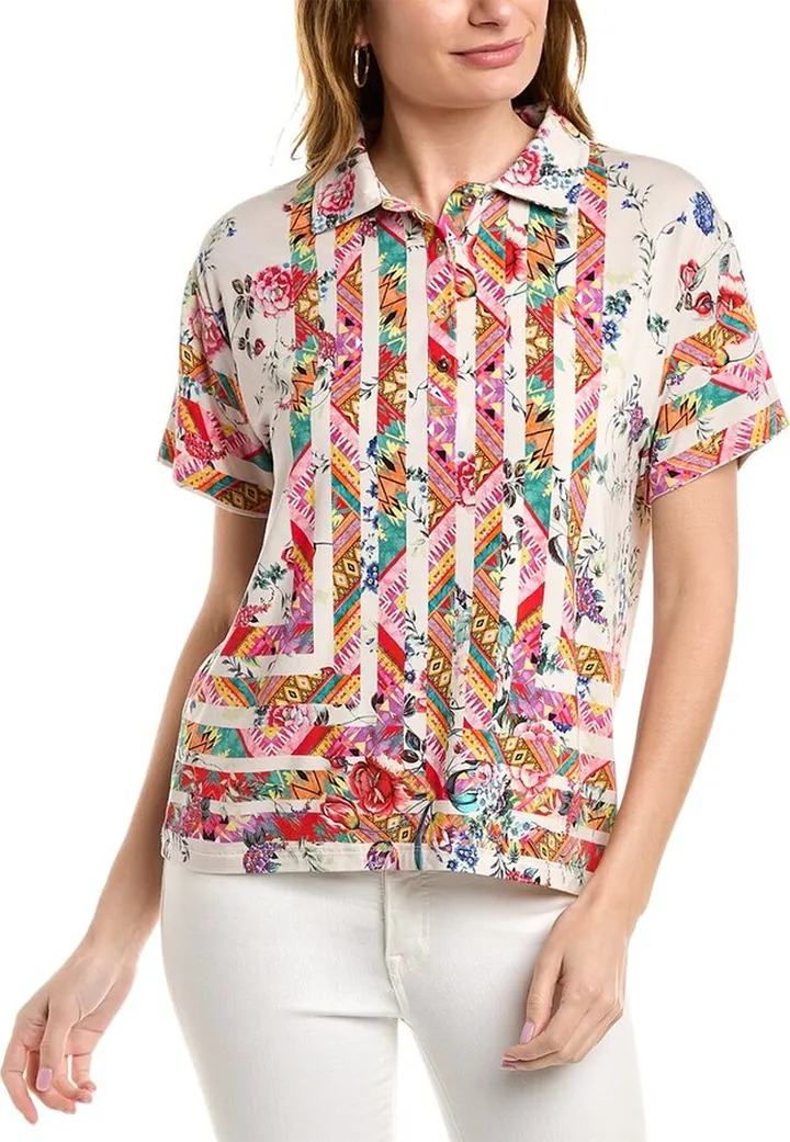 Johnny Was Azzy Flower Polo T-Shirt