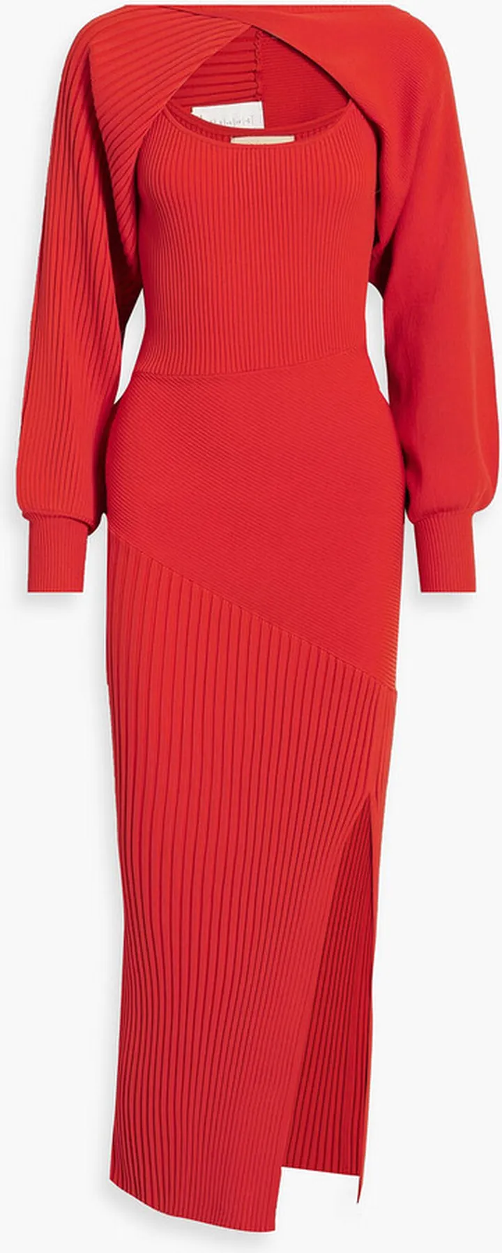 Alixia layered cutout ribbed-knit maxi dress