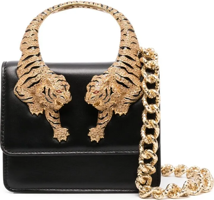 Tiger-Handle Shoulder Bag