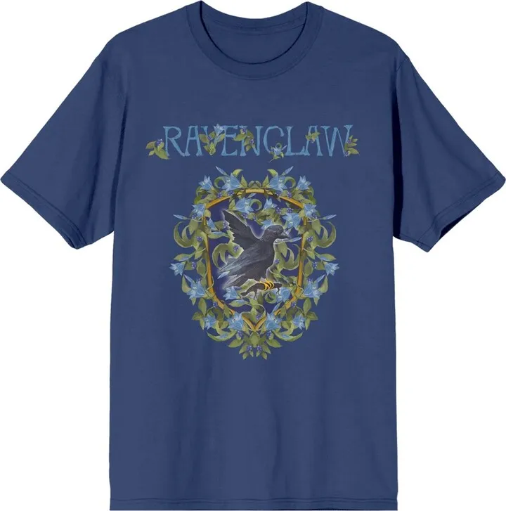 Harry Potter Ravenclaw Magical Moments Crest Women’s Navy Blue Short Sleeve Crew Neck Tee-Small