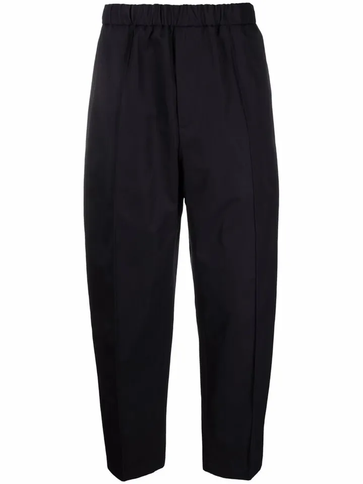 Elasticated-Waist Straight-Leg Trousers