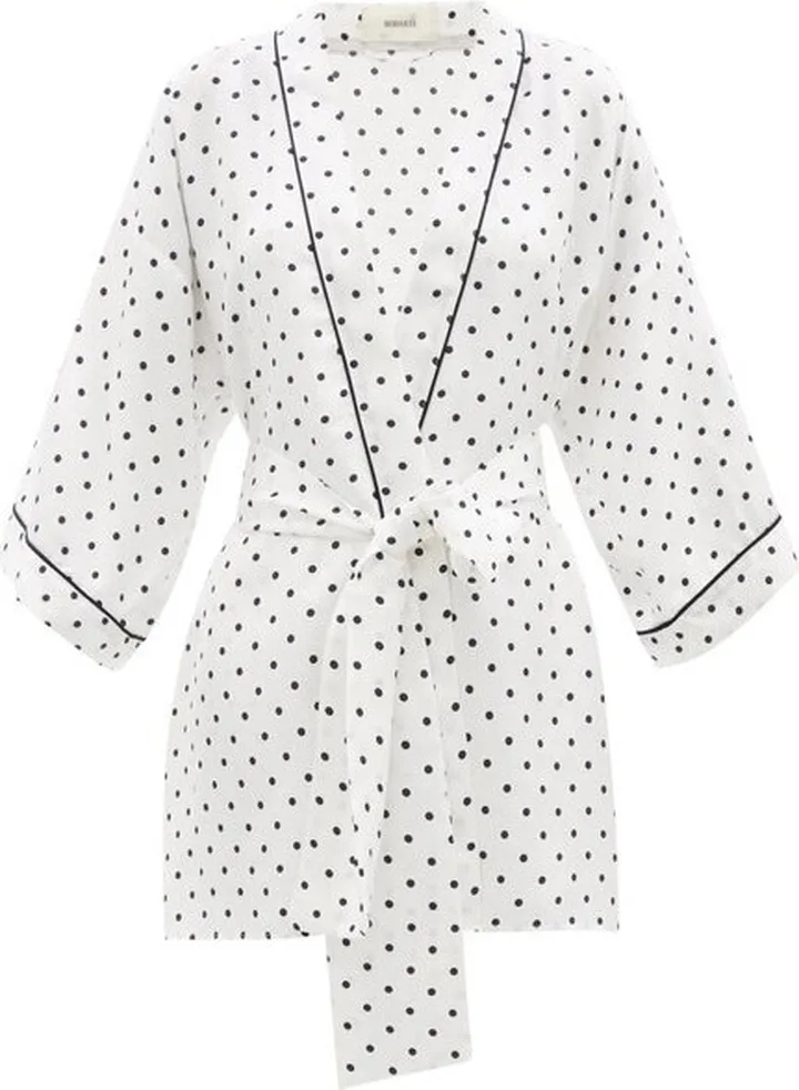 Polka-dot Silk-satin Robe
