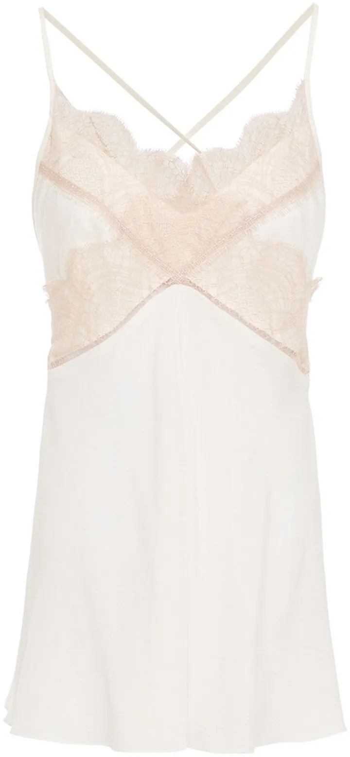 Lace-trimmed silk crepe de chine camisole