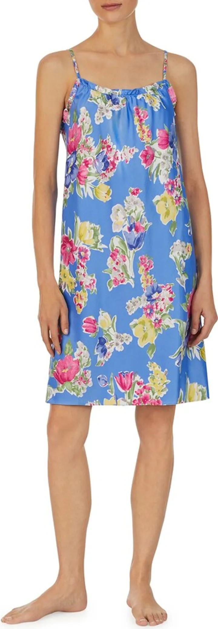 Floral Ruffle Satin Nightgown