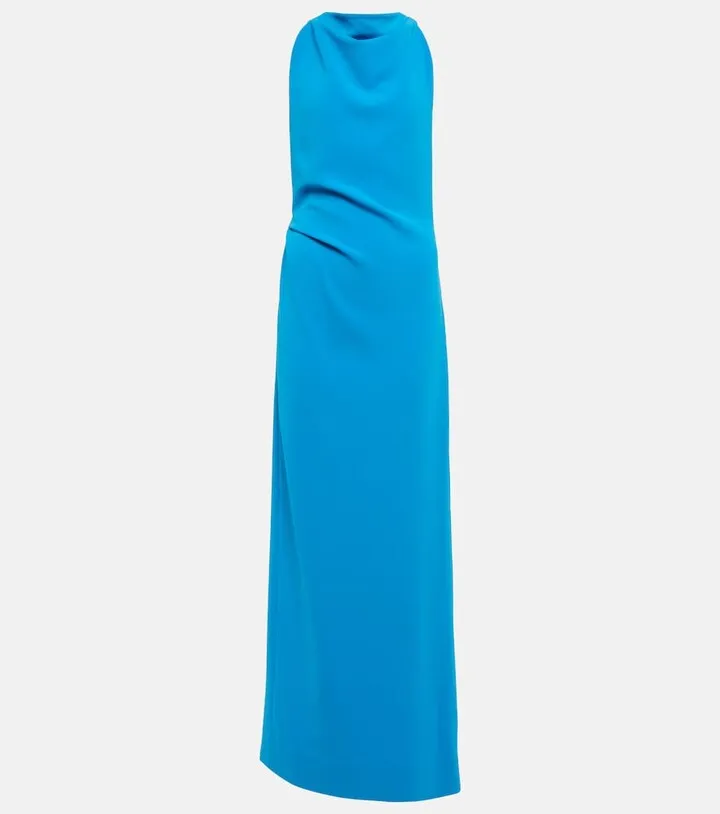 Mockneck crepe maxi dress
