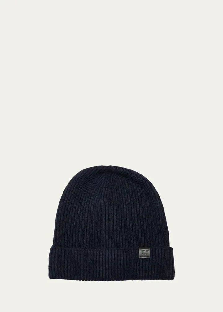Men's Cashmere Ribbed Beanie Hat