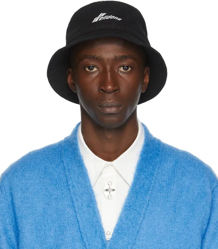 We11done Black 'WD' Logo Bucket Hat
