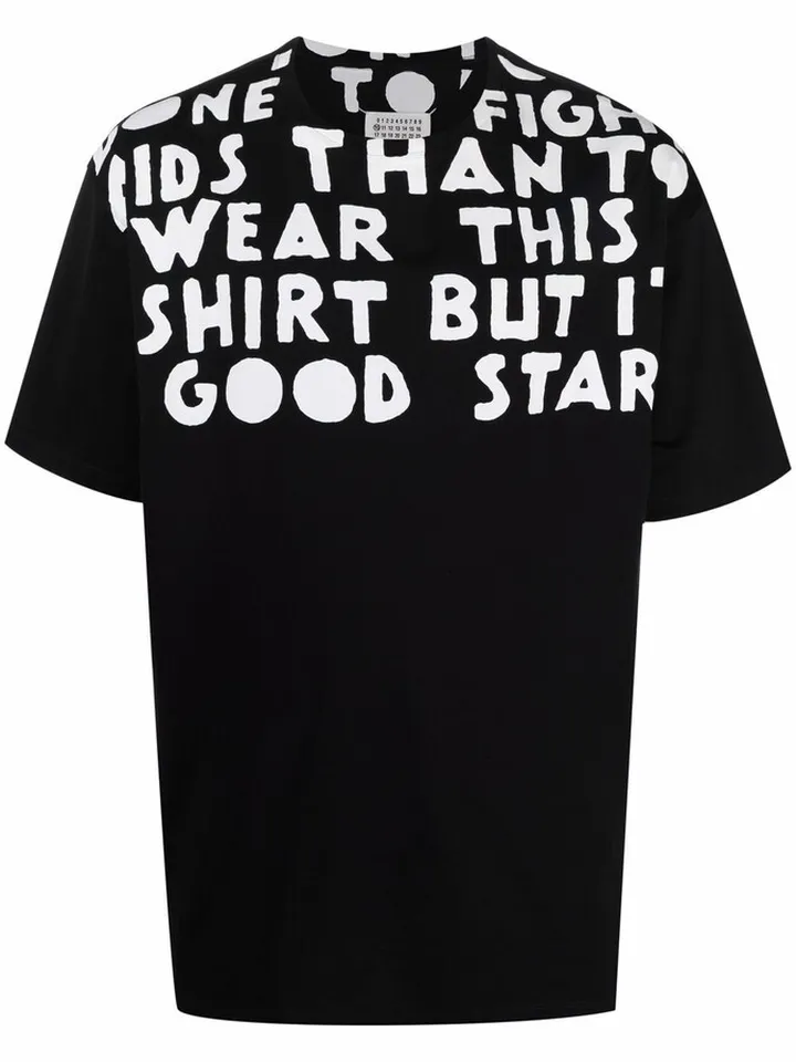 slogan print round-neck T-shirt