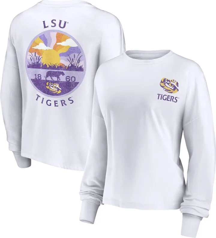 NCAA LSU Tigers Women's White Staycation Long Sleeve T-Shirt - S