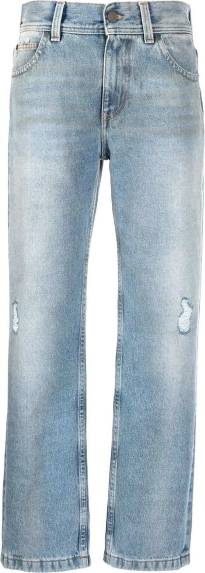 Distressed-Effect Straight-Leg Jeans