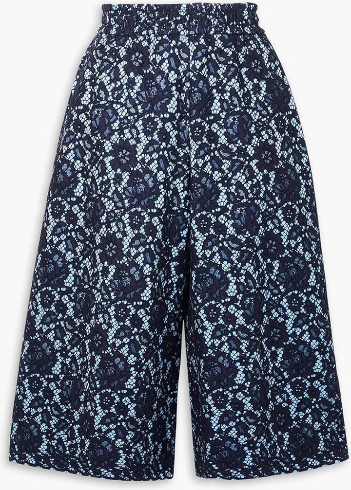 Bonded corded lace and jersey culottes