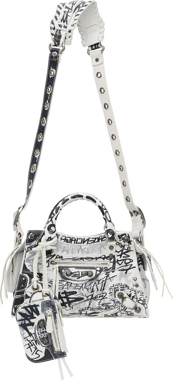 Balenciaga White & Black XS Neo Cagole Bag