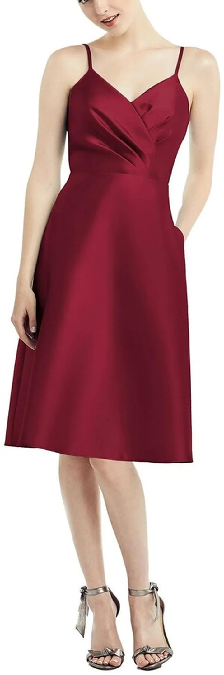 Draped Faux Wrap Cocktail Dress with Pockets