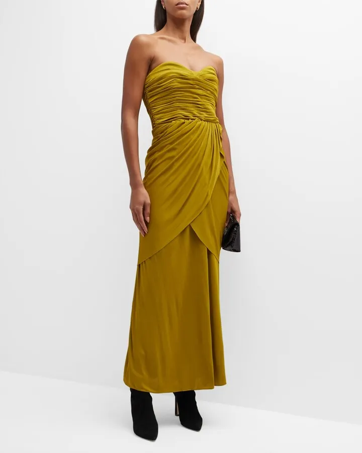 Pleated Bustier Evening Dress