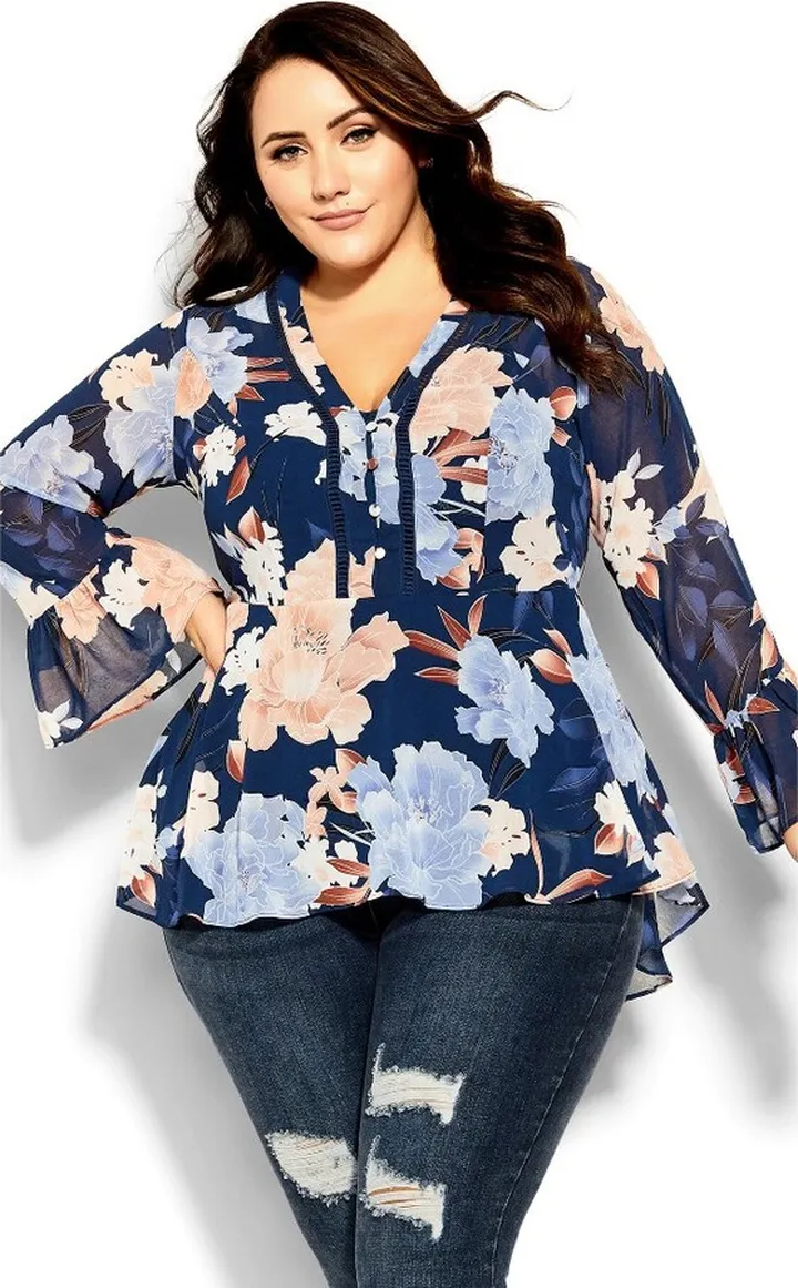 CITY CHIC | Women's Plus Size Caroline Top - steel blue - 22W