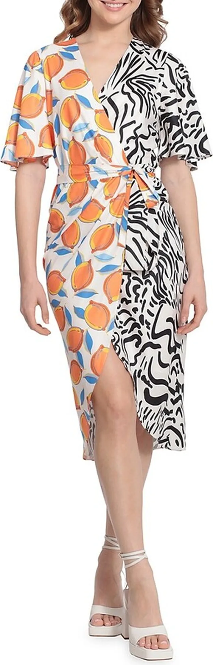 Print Midi Wrap Dress