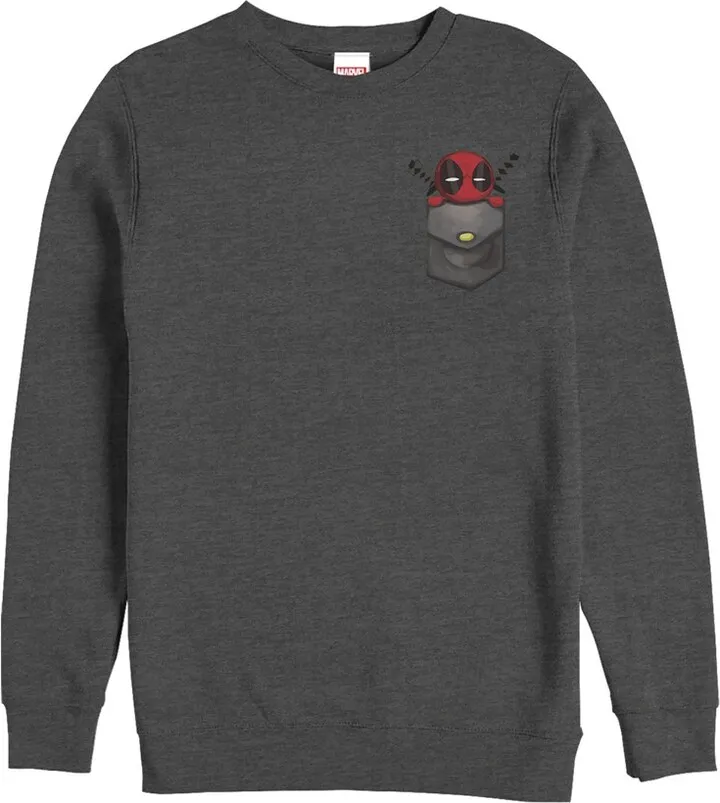 Men's Marvel Deadpool Pocket Sweatshirt - Charcoal Heather - Medium