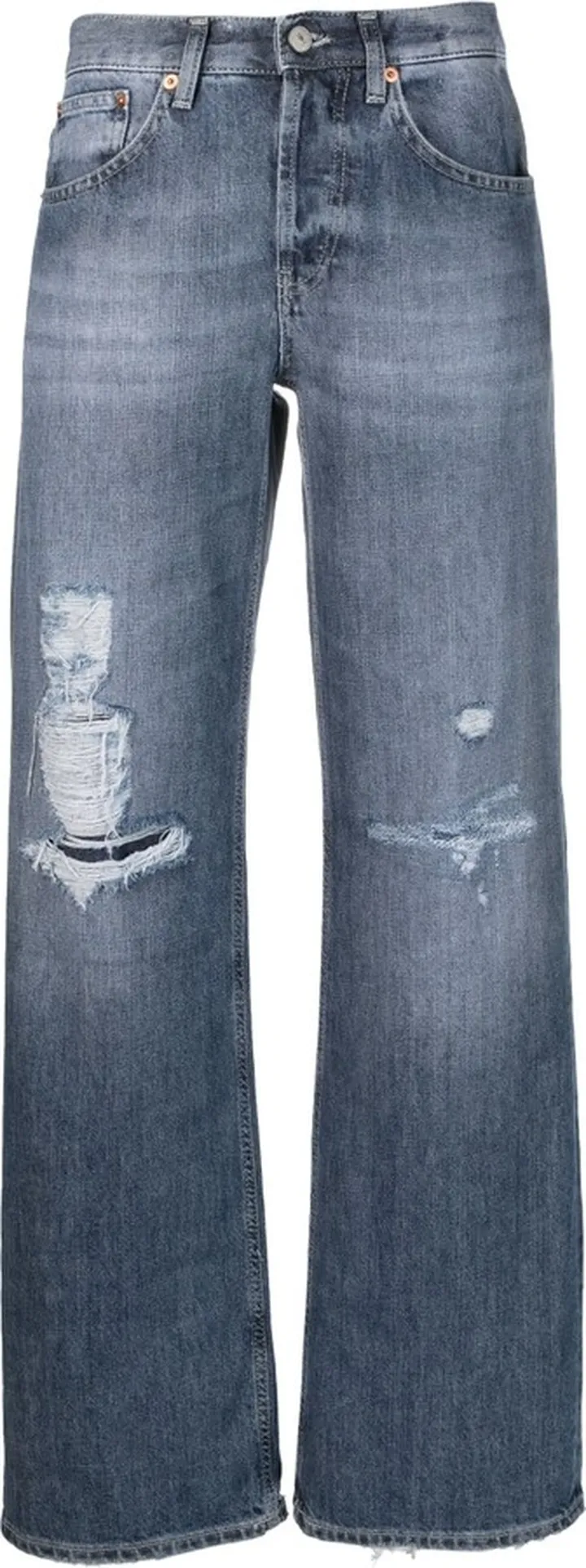 Distressed Wide-Leg Jeans