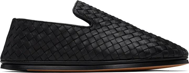 Bottega Veneta Black Intrecciato Slippers