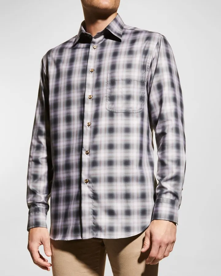 Men's Degradé Plaid Sport Shirt