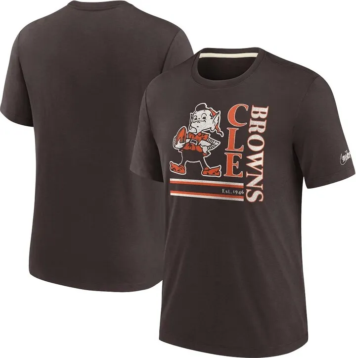Men's Nike Brown Cleveland Browns Wordmark Logo Tri-Blend T-shirt