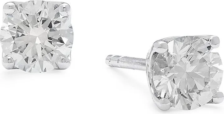 14K White Gold & 1 TCW Diamond Stud Earrings