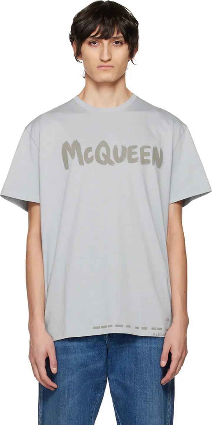Alexander McQueen Gray Graffiti T-Shirt