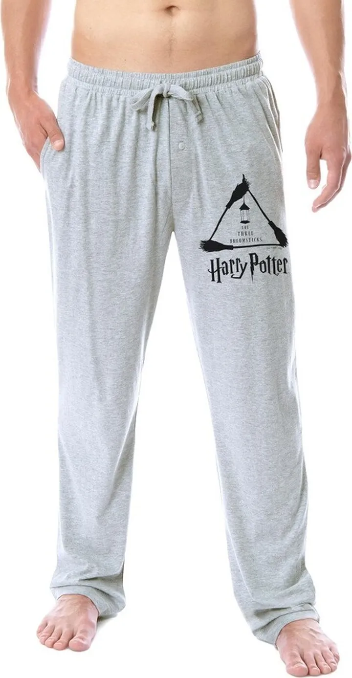 Harry Potter Mens' Three Broomsticks Wizarding World Sleep Pajama Pants (XL) Grey