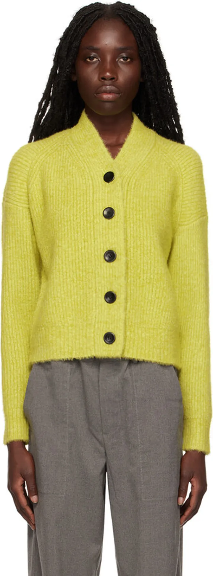 Proenza Schouler Green Proenza Schouler White Label Fluffy Cardigan