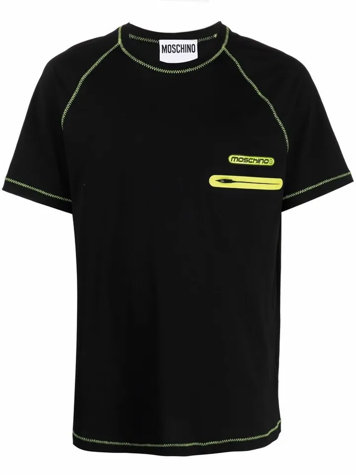 logo patch zip-pocket T-shirt