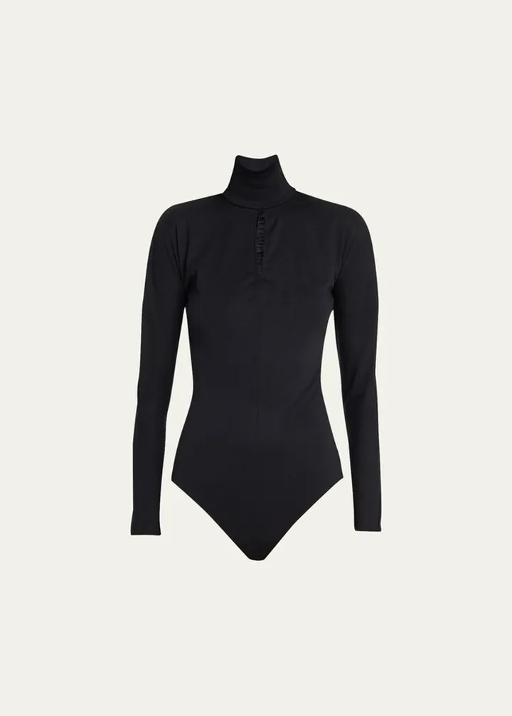Cutout Long-Sleeve Turtleneck Bodysuit