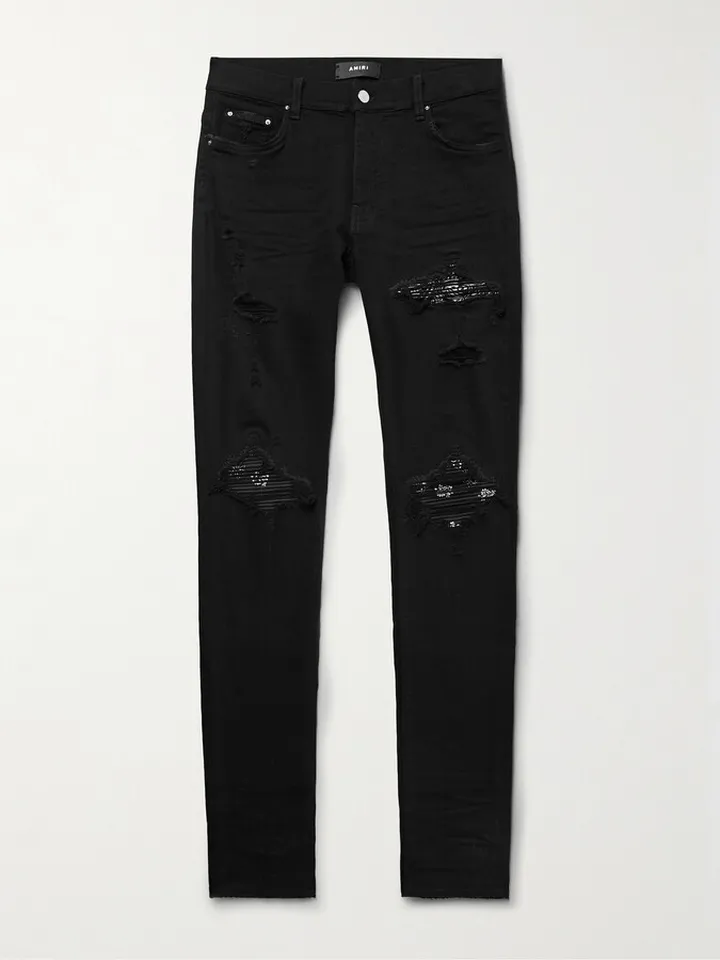 MX1 Skinny-Fit Panelled Distressed Jeans