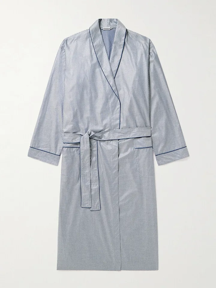 Belted Cotton-Jacquard Robe