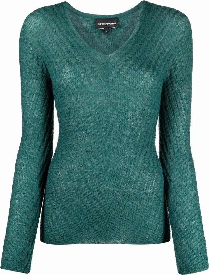 V-neck fine knit jumper
