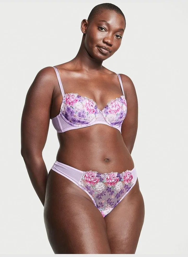 Floral Embroidery Thong Panty