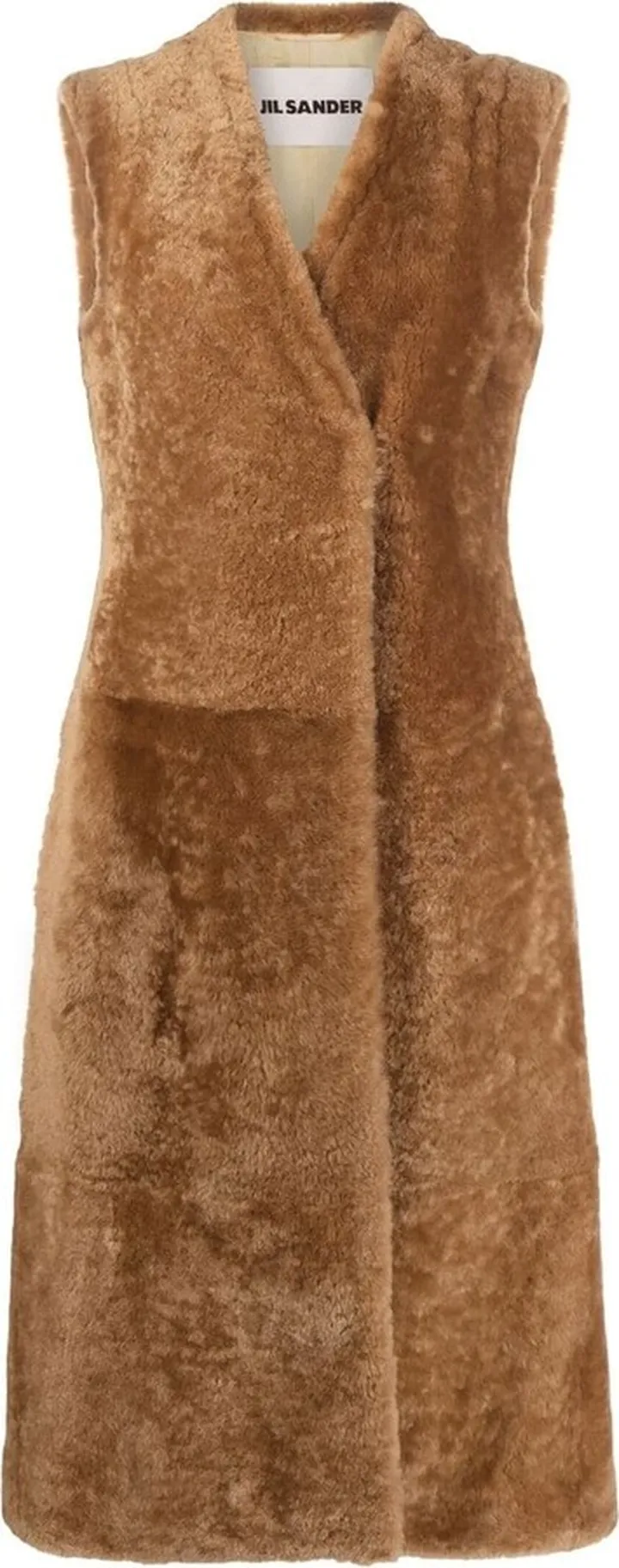 Sleeveless Belted Shearling Coat