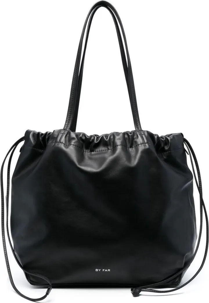 'oslo' Black Shoulder Bag With Logo In Smooth Leather Woman By Far